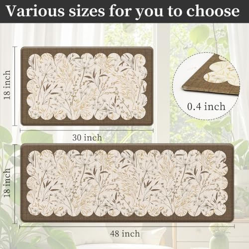 2PCS Vintage Anti-Fatigue Kitchen Mats, Non-Slip Waterproof Rugs for Floor - Image 2