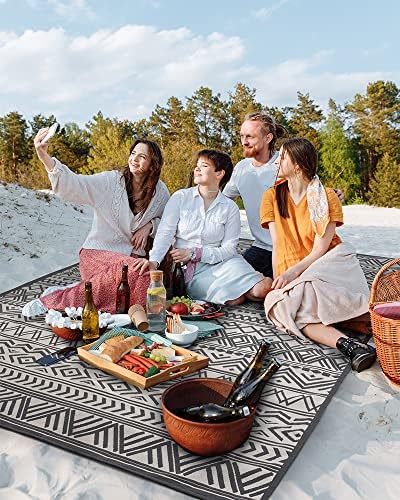 Outdoor Rug Carpet 9x12 ft, Flatweave Textured Outdoor Patio Rug Non Slip Indoor Outdoor Rugs with Rubber Particles Backing Boho Outdoor Area Rug for Patio Deck Front Porch Backyard Balcony - Image 7