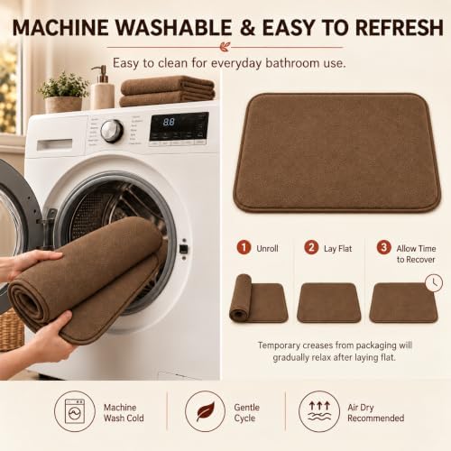 RUN HELIX Bathroom Rugs Sets 3 Piece, Soft Absorbent Memory Foam Bath Mats Set, Dry Fast Bath Mat, Machine Washable Bath Rug Set for Bathroom （Chocolate） - Image 5