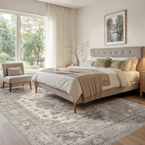EIEIHOUSE 10x14 Area Rug Washable Vintage Rugs for Living Room Brown/Beige - Image 3