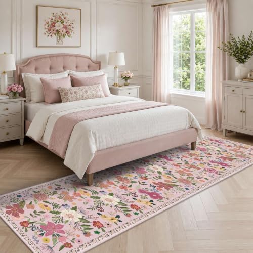 Hallway Runner Rug 2x10 Non Slip Washable Pink Rugs for Kitchen - Image 3