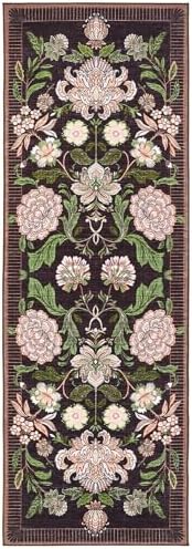 GarveeHome Plum Pink Floral Botanical 2x6 Washable Kitchen Runner Rugs Non Slip Black Purple Vintage Boho Cottage Long Rug for Hallways Bedroom Entryway Bathroom Mat with Rubber Back - Image 5