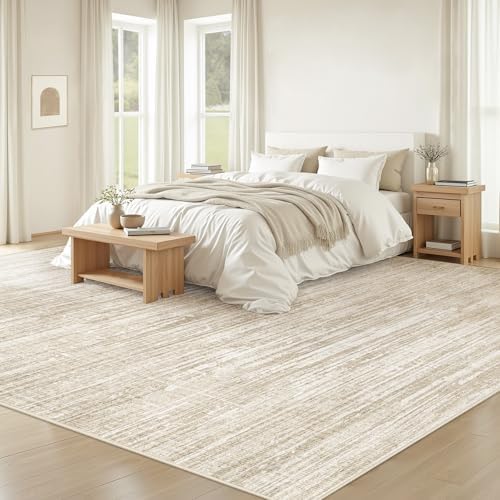 Living Room Rugs 8x10: Washable Moroccan Geometric Boho Rug Farmhouse Non Slip Stain Resistant Large Rug Low Pile Soft Carpet for Bedroom Dining Room Children Room (Camel,8'x10') - Image 3