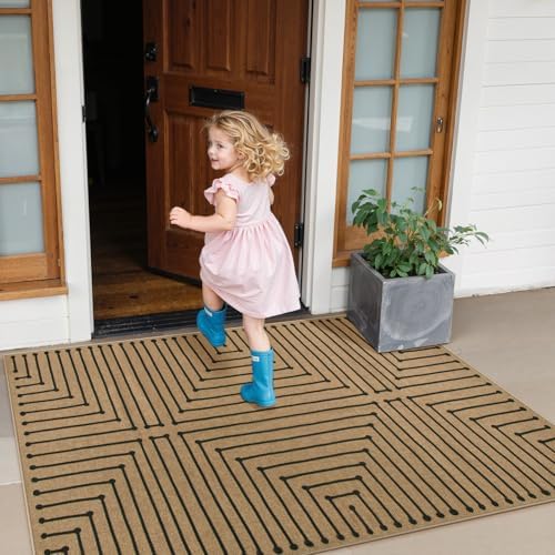 Lahome Neutral 3x5 Outdoor Rug, Black Easy Jute Entry Front Door Rug - Image 6