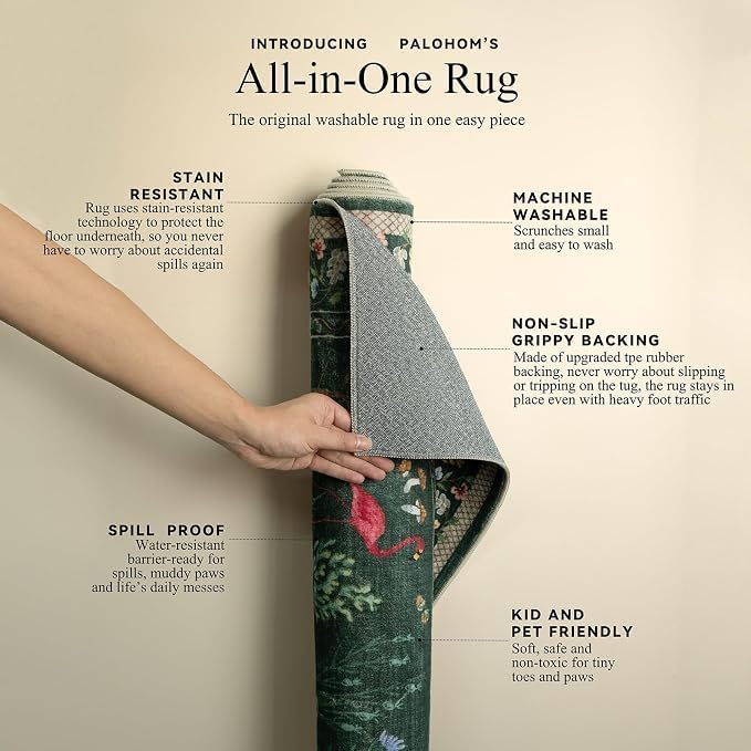 Machine Washable Rugs for Living Room: 6x9 Area Rugs for Bedroom Vintage Rugs Stain Resistant Non Slip Low Pile Soft Carpet Rug for Kitchen Dining Room Farmhouse Nursery Kids Room Indoor - Image 4