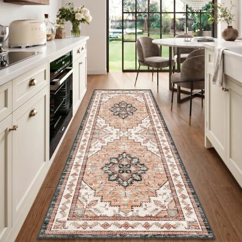 Area Rugs Runner 2x6 Washable Non-Slip Boho Indoor Carpets, Orange by tubeamin