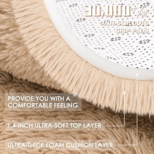 OLANLY 6x7 Area Rugs for Living Room Bedroom, Machine Washable Soft Fluffy Shaggy Bedside Rug, Indoor Floor Carpet for Kids Girls and Boys, Dorms, Nursery Rooms, Home Decor Aesthetic, Beige - Image 7