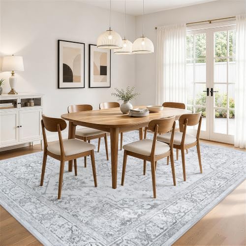 10x14 Washable Area Rugs for Living Room Grey Non-Slip Rug - Image 4