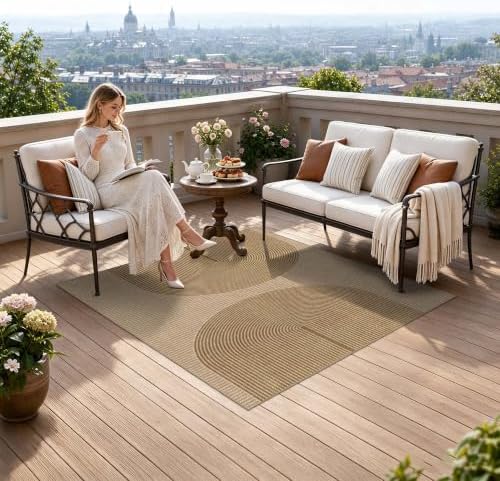 Non-Slip Jute Rug for Entryway: 4x5 Outdoor Mat - Geometric Arch Pattern - Image 4