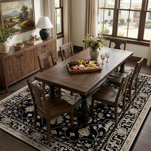 RELEANY Washable Area Rug, Large 9'x12', Black/Neutral - Image 3