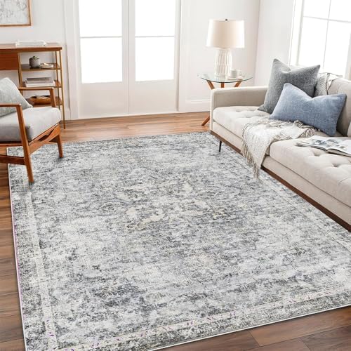 CHAMPLANT Area Rug 6'x9' Washable Vintage Traditional Floor Cover Thin Retro Kitchen Indoor Distressed Non Slip Carpet for Living Room Bedroom Dining Room by CHAMPLANT
