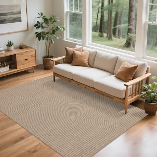 Easy Jute Rug for Pet Homes: 8x10 Outdoor Rug - Swirl Curved Pattern - Image 5