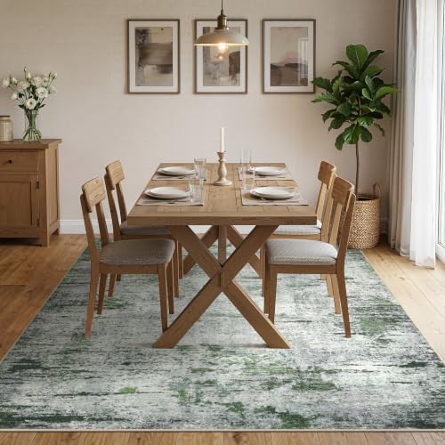 DMOYEST Area Rug Living Room Rugs - 6x9 Large Soft Indoor Neutral Modern Abstract Low Pile Washable Rug Carpet for Bedroom Dining Room Farmhouse Home Office - Green/Grey/Brown - Image 5