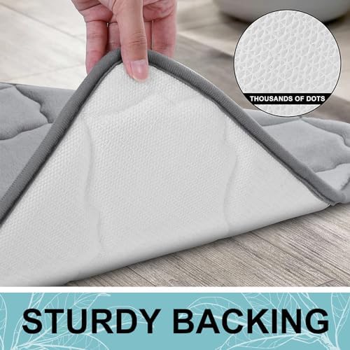 OLANLY Memory Foam Bath Mat Rug 59x34, Ultra Soft Bathroom Rugs, Grey - Image 4