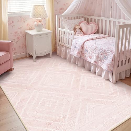 BESTSWEETIE 5'x7' Washable Area Rug for Living Room Bedroom Lightpink by BESTSWEETIE