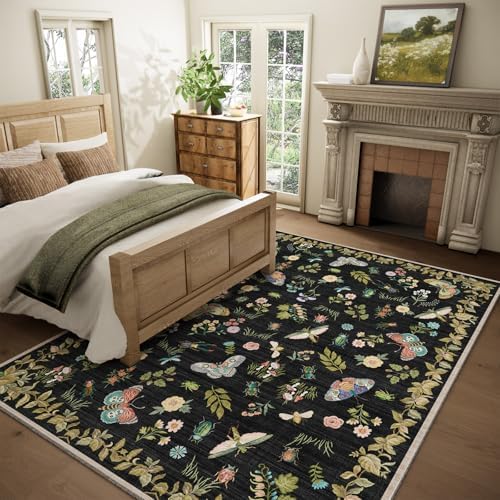 Machine Washable Rug for Living Room: 9x12 Area Rugs Vintage Bedroom Rug Stain Resistant Non Slip Low Pile Soft Carpet for Bedroom Kitchen Dining Room Nursery Kids Room Farmhouse Home Office - Image 2