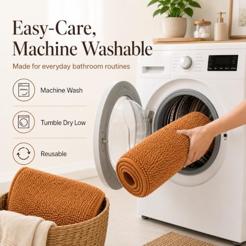 Bathroom Rugs Sets 3 Piece Non Slip Extra Absorbent Shaggy Chenille Batroom Rugs and Mats Sets, Soft & Dry Bath Rug/Mat Sets for Batroom Washable Carpets - Image 3