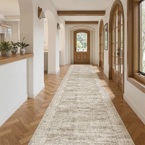 Soalmost Hallway Runner Rug 2'6" x 16' Washable Long Kitchen Rugs Brown - Image 3