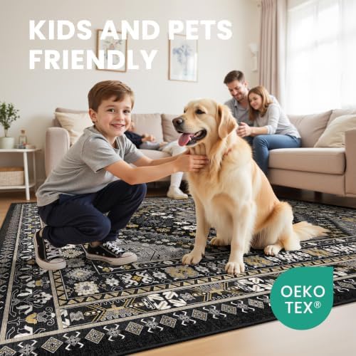 zesthome 5x7 Area Rugs for Living Room,Large Washable Rug,Black - Image 6