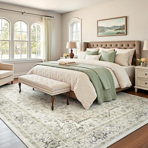 Lofus 5x7 Beige Area Rugs for Bedroom Living Room, Vintage Boho Carpet - Image 4