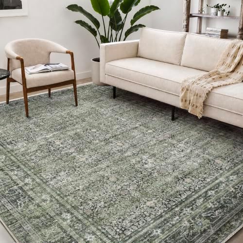 CHAMPLANT Washable Area Rug 8'x10' Retro Boho Design Non-Shedding Non-Slip Easy Care Ideal for High Traffic Areas in Living Room Bedroom Office Coffee Table Kitchen Large Carpet - Image 2