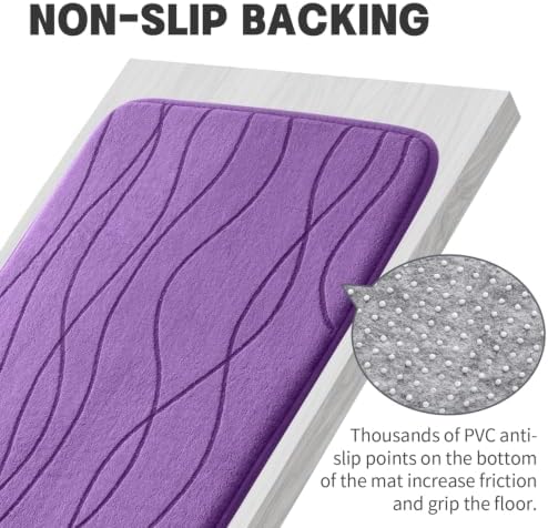YIHOUSE Bathroom Rugs Set 2 Piece, Memory Foam Bath Mat Purple - Image 7