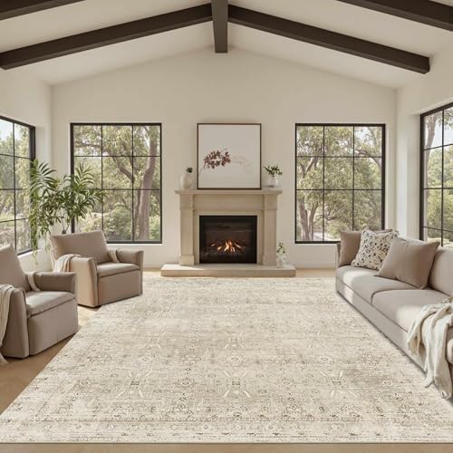 Rugxara Beige 8x10 Area Rugs for Living Room Bedroom Large Washable Rug by Rugxara