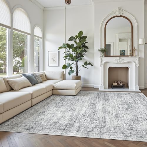 Soalmost Washable Area Rug 8x10 Large Soft Grey Rugs for Living Room - Image 2