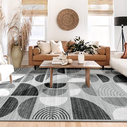 MUJOO 6x9 Area Rug,Washable Rugs Non Slip Modern Abstract Large Boho - Image 3
