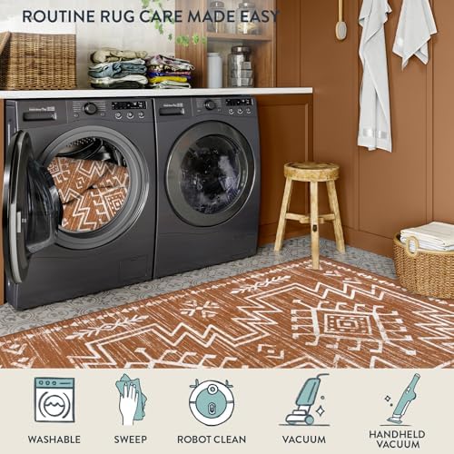 Lahome 5x7 Burnt Orange Rug, Washable Fall Western Rugs for Living Room - Image 5