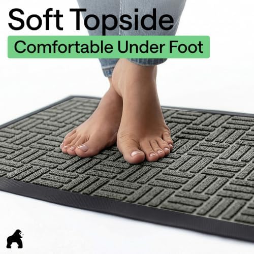 GORILLA GRIP WeatherMAX Door Mat, Indoor Outdoor Use, 72x24, Gray Maze - Image 7