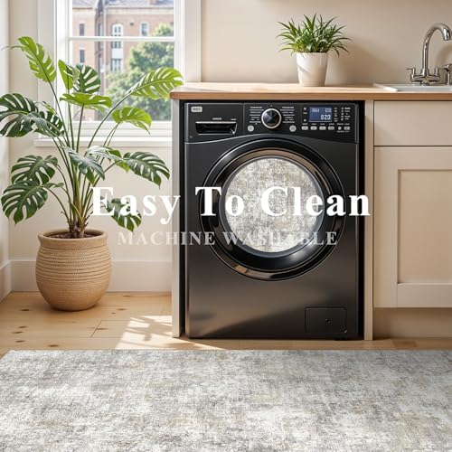 Kitchen Runner Rug 3x6 Washable - Non Slip Rugs for Entryway Hallway Soft Stain Resistant Bedroom Carpet Indoor Ultra Thin Modern Abstract Home Decor Floor Mat for Laundry Bathroom 3x6 Gray Gold - Image 4