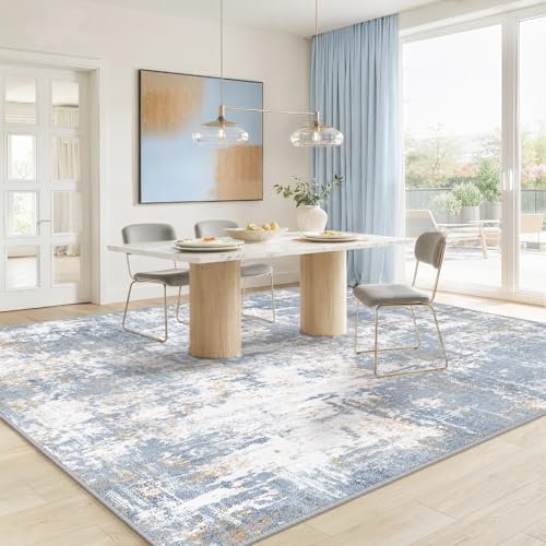 RELEANY Washable 5'x7' Abstract Area Rug for Living Room Light Blue - Image 2