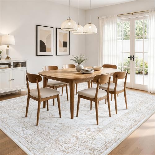 9x12 Area Rugs for Living Room Washable Beige Non-Slip Rug - Image 4
