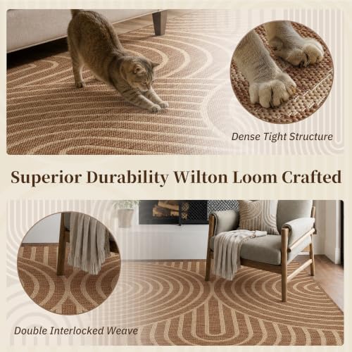 PADOOR-Outdoor Rug-Patio Rug 6x9 ft Polypropylene Indoor Outdoor Rugs Outdoor Carpet for Patio Deck Balcony Porch, Textured Weave, Durable for High Traffic, Fade-Resistant, Modern Neutral Brown - Image 4