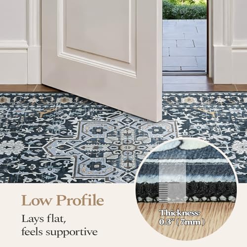 Rugflix 2x3 Entrance Rugs, Washable Navy Blue Entry Small Rug - Image 3