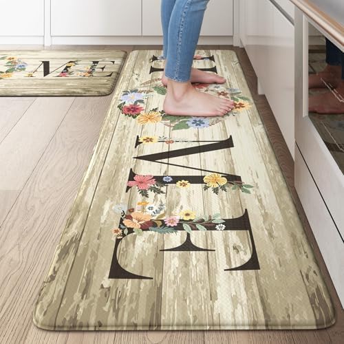 KIMODE Anti Fatigue Mats for Kitchen Floor Comfort Cushioned Rugs Sets of 2 by StayinComfortCookwithJoy