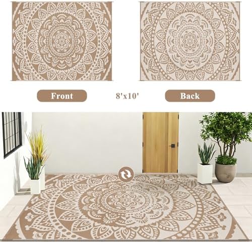 Bsmathom Waterproof Outdoor Rug 8'x10' Brown - Image 5