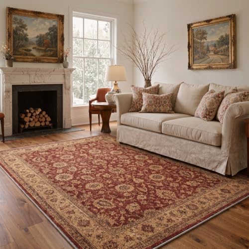 Bavni 8X10 Living Room Area Rug, Boho OrientalFloral Washable Non Slip by BAVNI