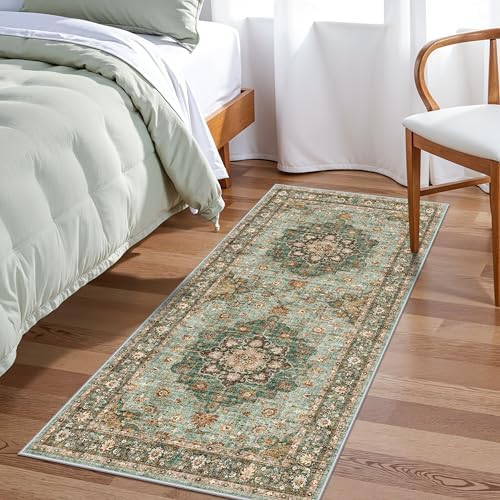 Washable 2x4 Entryway Area Rugs: Vintage Floral Water Resistant Kitchen Rug - Image 5