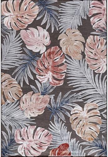 CAMILSON Indoor Outdoor Rug, Brown 7’10”x10’ Leaf Tropical Botanical Area Rugs for Indoor and Outdoor patios, Easy-Cleaning Non-Shedding Living Room, Garden and Kitchen Washable Outside Carpet (8x10) - Image 3