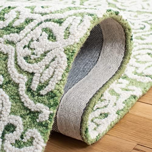 SAFAVIEH Blossom Collection Runner Rug - 2'3" x 8', Green & Ivory, Handmade Wool, Ideal for High Traffic Areas in Living Room, Bedroom (BLM112Y) - Image 7