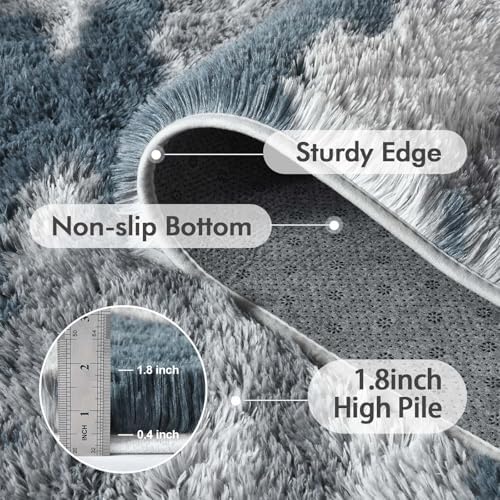 6x9 Ft Large Shag Rugs for Living Room Decor, Tie-Dyed Ultra Soft Fluffy Furry Area Rugs for Bedroom Indoor Floor, Aesthetic Carpet for Kids Home (Blue) - Image 5