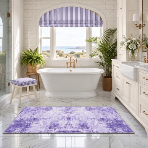 RELEANY Washable Runner 2'x6' Abstract Area Rug for Hallway Purple - Image 5