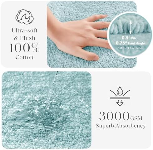 Madison Park Splendor Reversible 100% Cotton Bath Runner, 24 x 72, Blue - Image 3