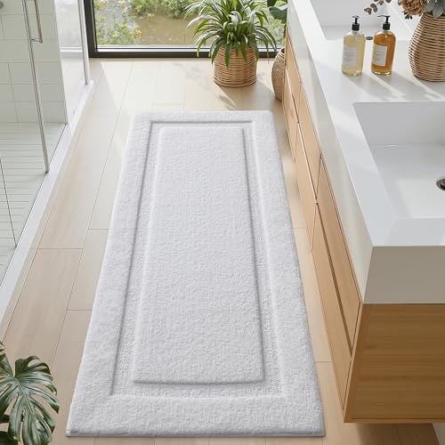 LUMI Ultra Soft Bathroom Runner Rugs, Non Slip Bath Mat 24x60, White - Image 5