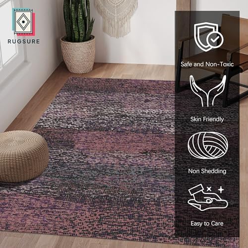 RUGSURE Washable Area Rug - 1/6 Thick - Stain & Water Resistant Non-Slip - Resistant Rug for Living Room, Bedroom, Nursery, Pet & Child Friendly, Vintage Charm Area Rugs (Burgundy, 6' x 9') - Image 2