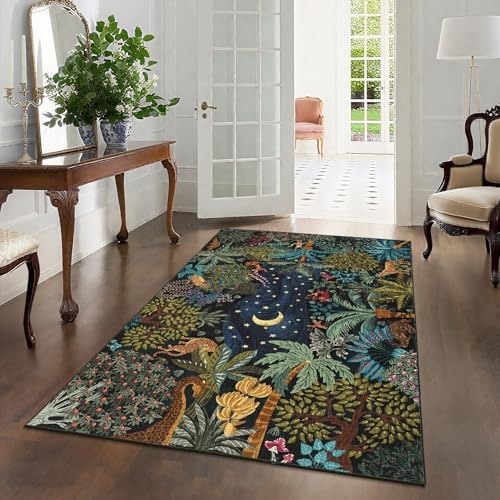 GarveeHome 3x5 Washable Area Rug for Bedroom, Jungle Animal Soft Tiger Rug Non Slip Low Pile Green Carpet Stain Resistant Throw Rug for Bedside Kids Room Office Dining Room - Image 7