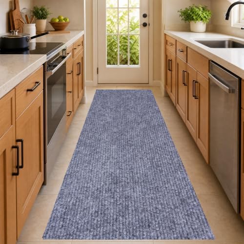 DAKKIONY Ribbed Runner Rug, Non-Slip Rubber Backing, Gray, 2 x 6 Ft - Image 7