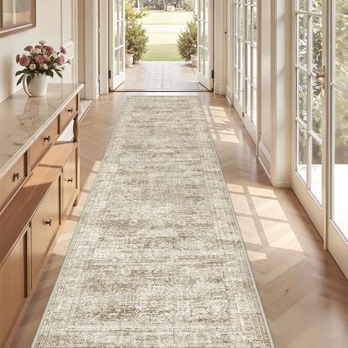 3x10 Runner Rug Non Slip,Washable Hallway Runner Rug,Brown by Restydon